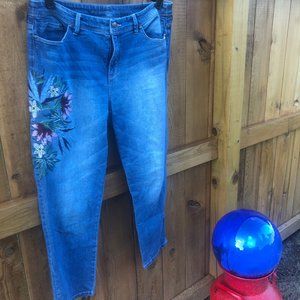 Chico's Jeans Floral Embroidery